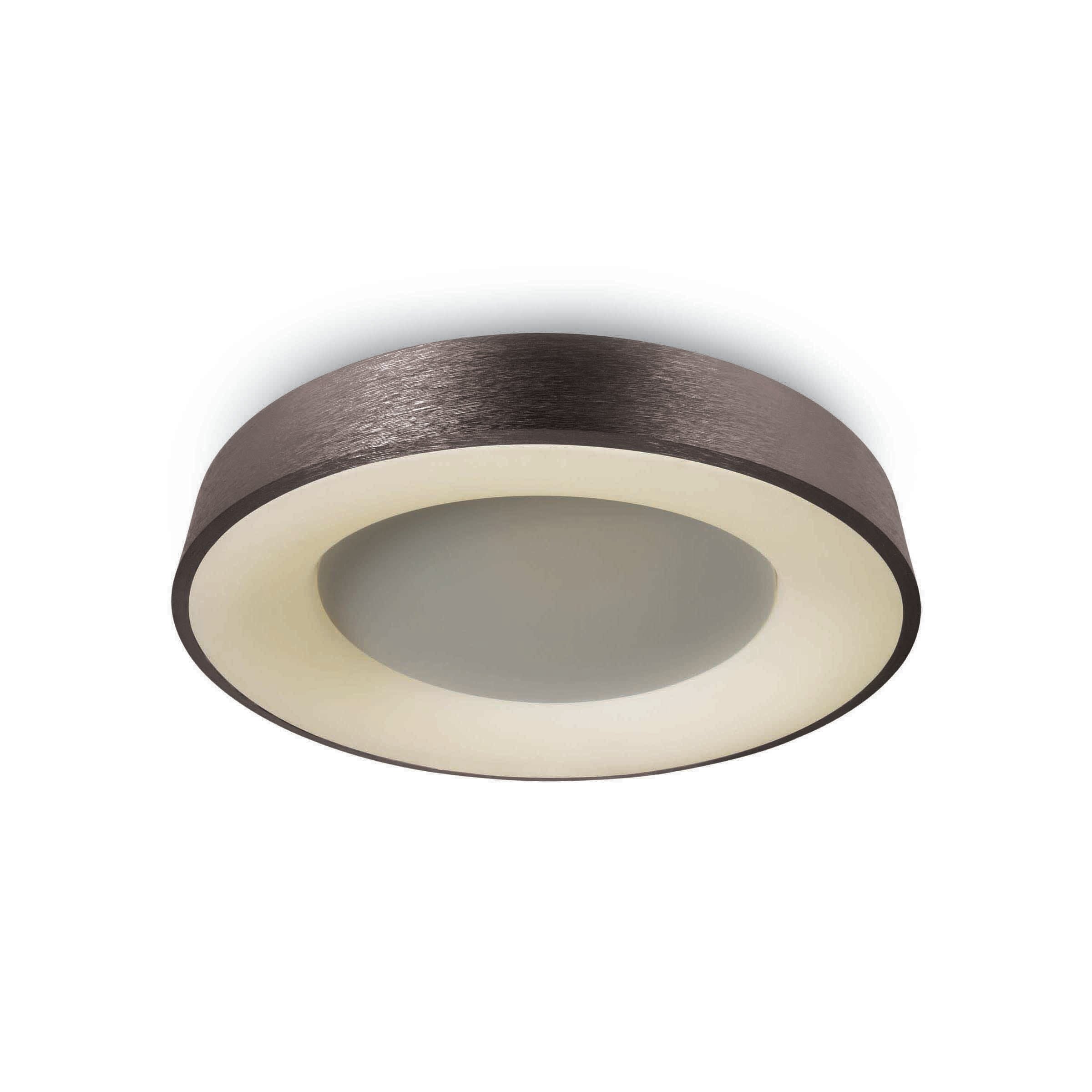 One Light Dekorative Plafo - Deckenleuchte - Ø 48 X 8, 7 Cm - 40W Led Inkl. - Gebürstet Braun