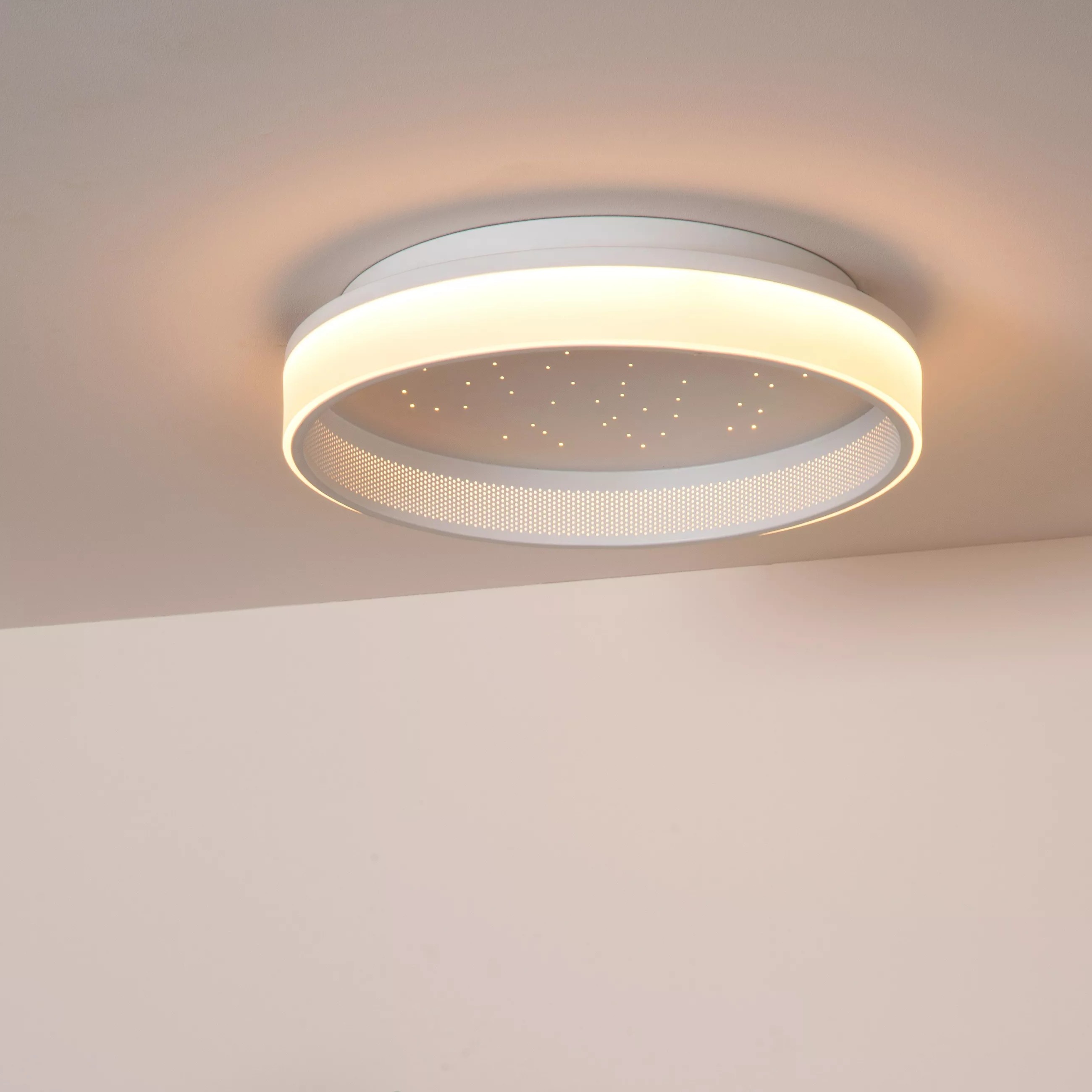 Lucide Estreja - Deckenleuchte Mit Fernbedienung - Ø 40 X 9 Cm - 40W + 10W Led Inkl. - Weiß
