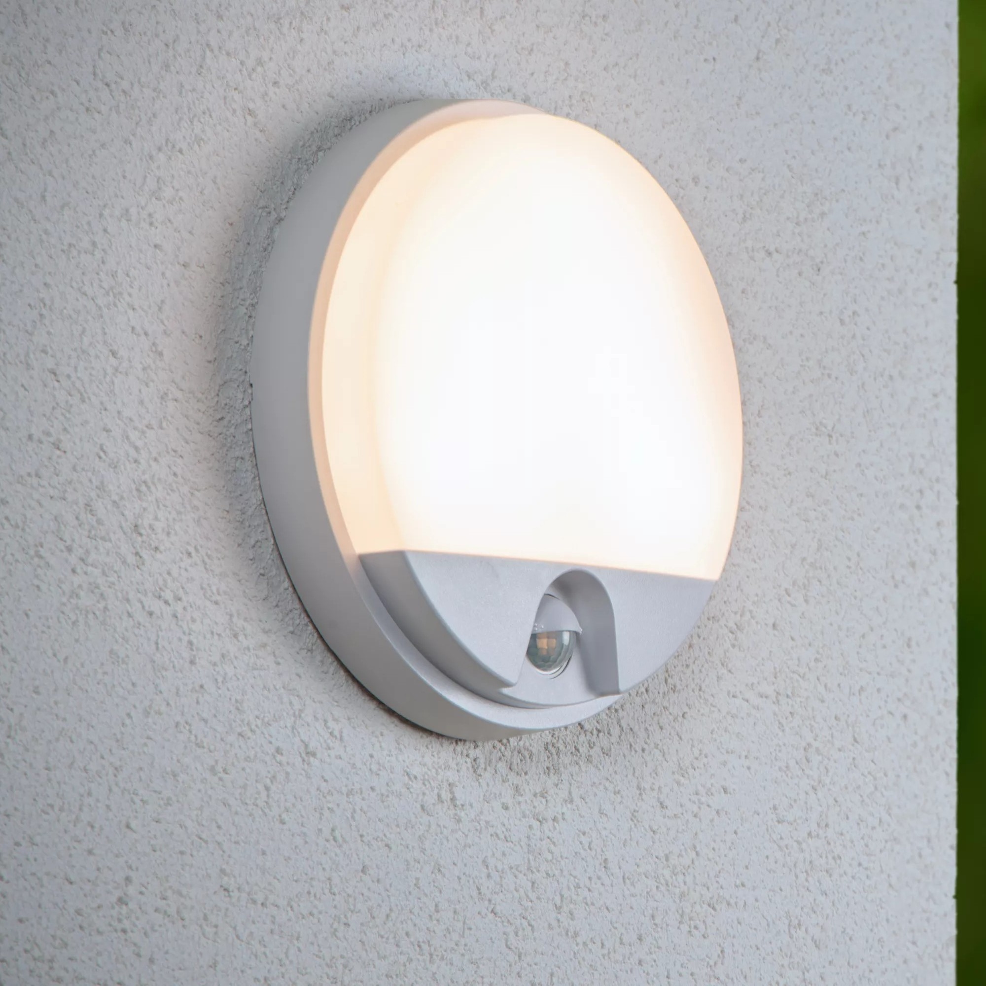 Lucide Hups Ir - Außenwandleuchte Mit Sensor - Ø 21 X 4, 9 Cm - 10W Led Inkl. - IP54 - Weiß