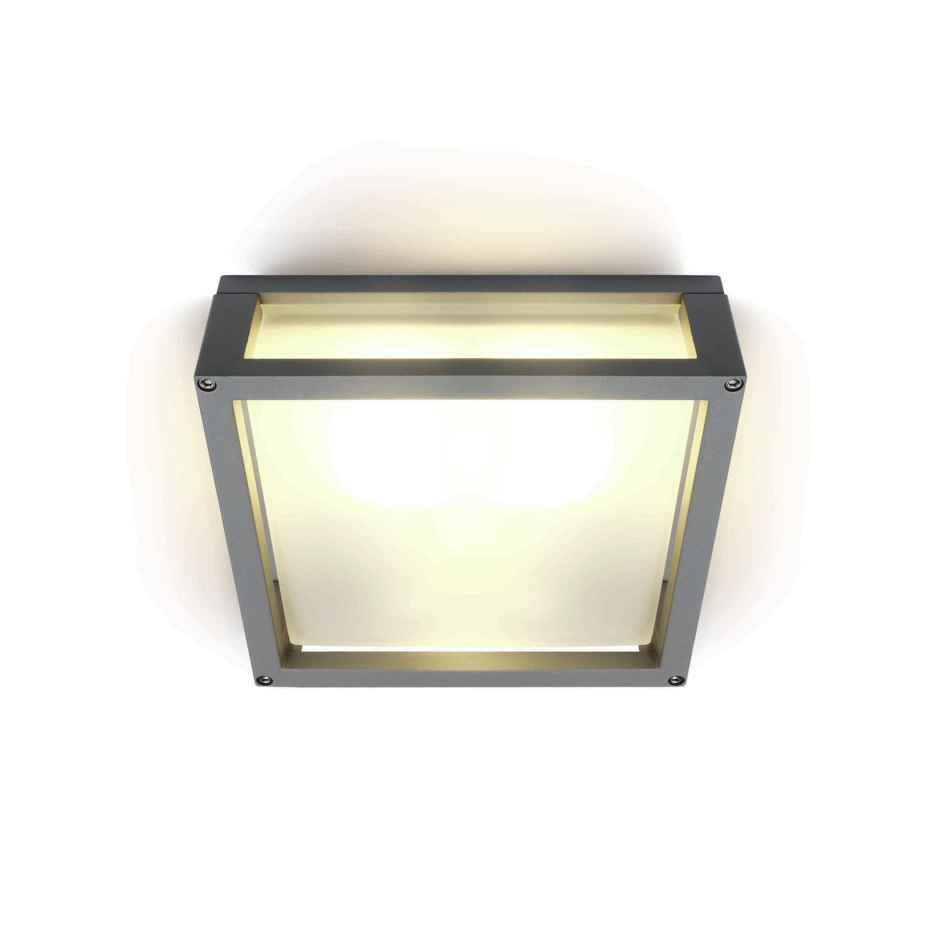One Light Outdoor E27 Square - Außen-Decken-/Wandleuchte - 25 X 25 X 9, 5 Cm - IP54 - Grau