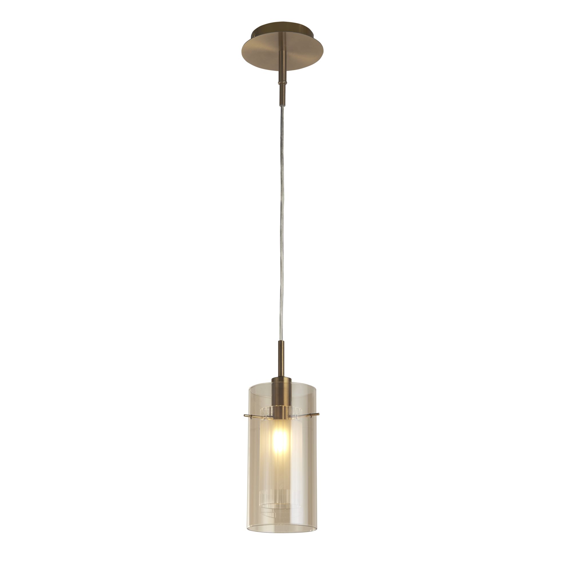 Searchlight Duo Iii - Pendelleuchte - Ø 13 X 120 Cm - Bronze Und Champagner