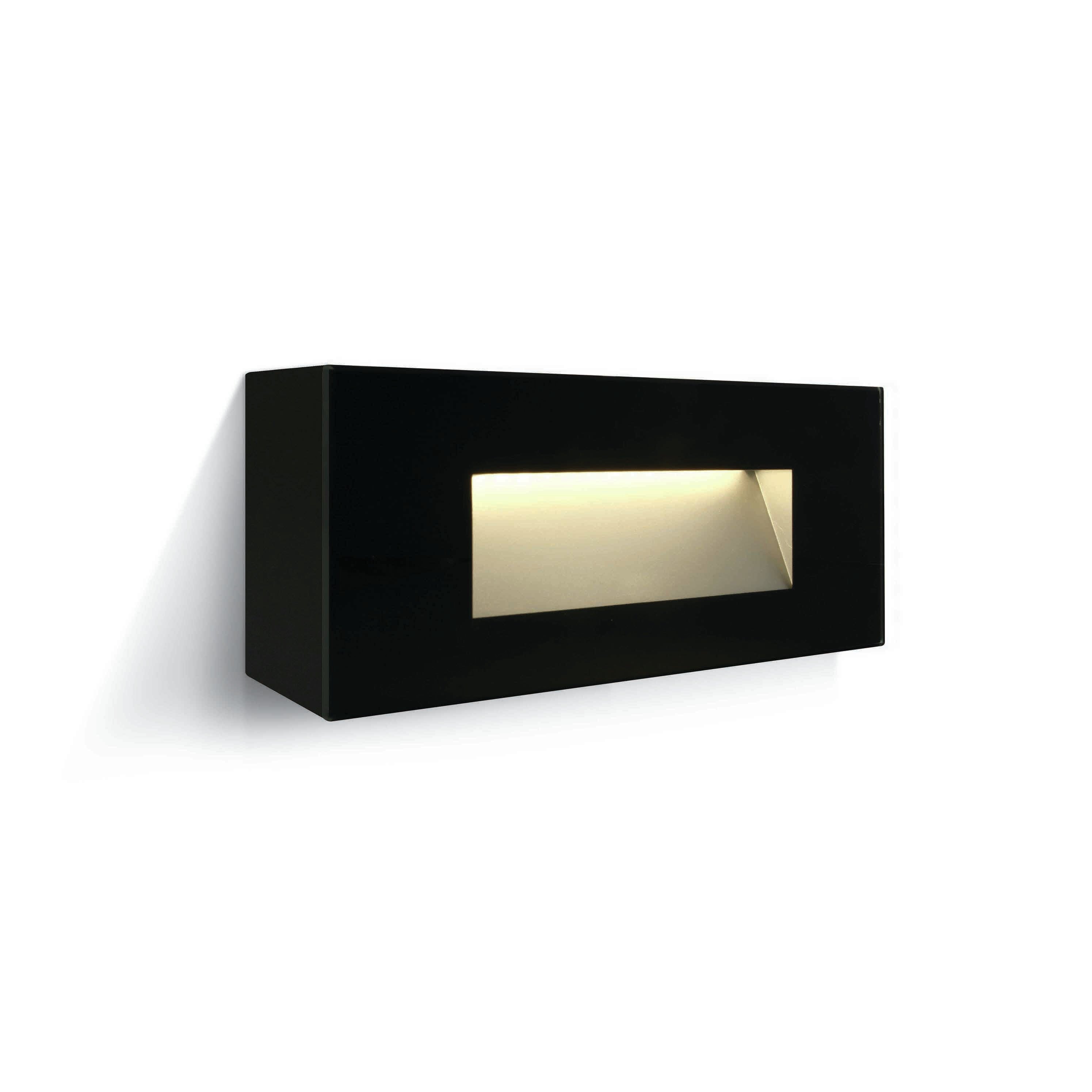 One Light Glass Face - Außenwandleuchte - 19 X 5, 5 X 8 Cm - 5W Led Inkl. - IP65 - Schwarz