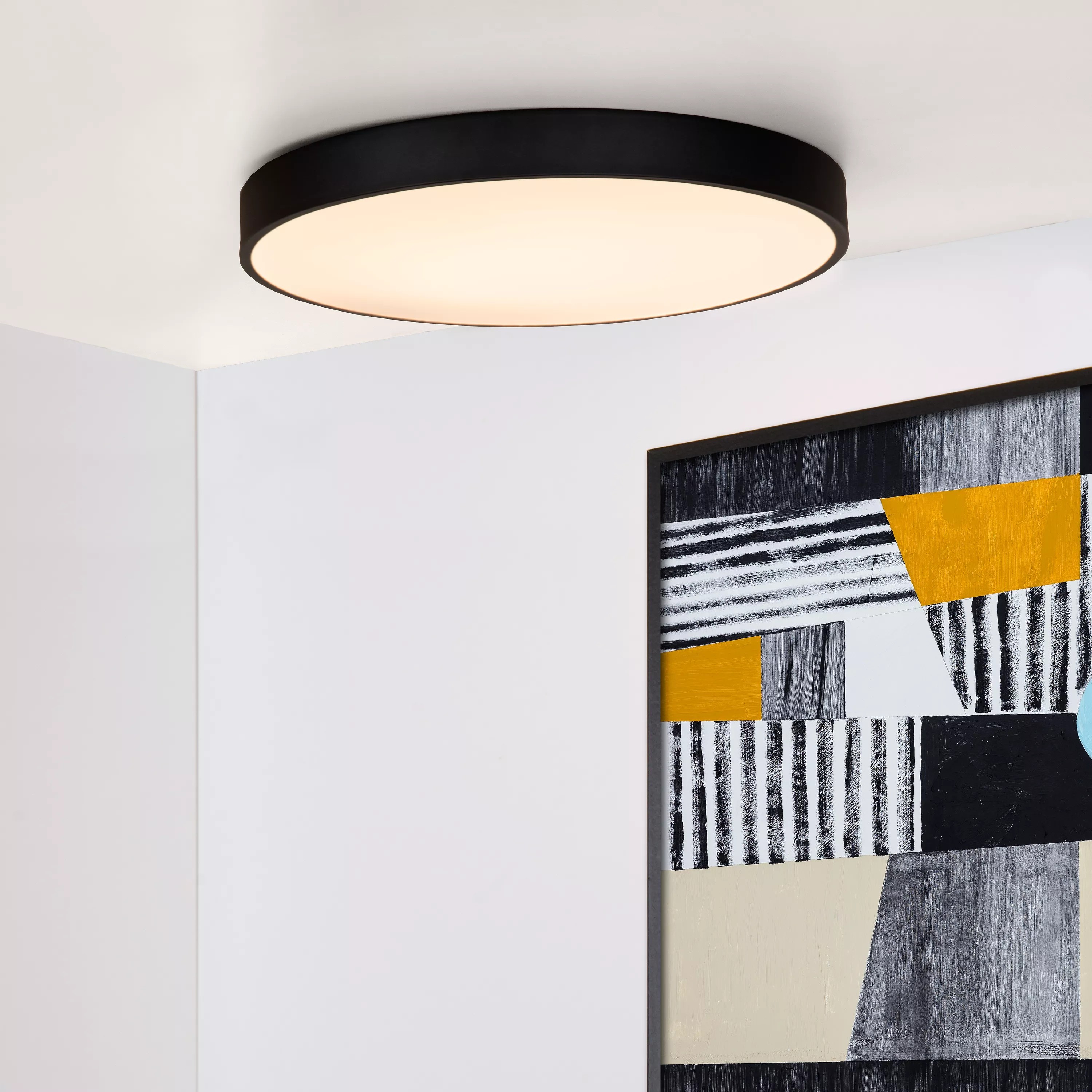 Lucide Unar - Deckenleuchte - Ø 50 X 5 Cm - 36W Dimmbare Led Inkl - 3 Stufen Dimmer - Schwarz