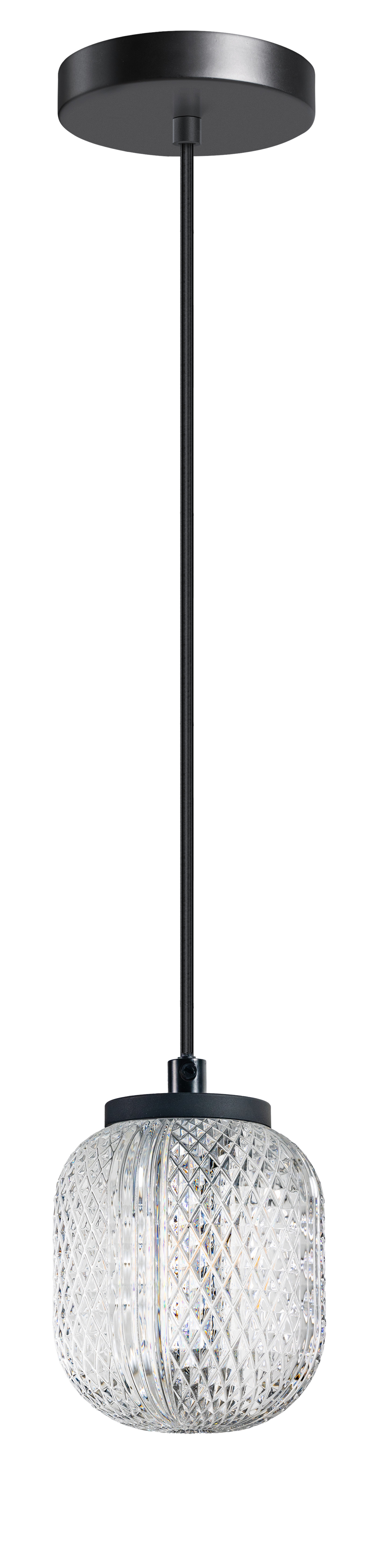 Eth Kristel - Pendelleuchte - Ø 15 X 200 Cm - Transparent Und Schwarz