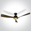 ONE Light Black Body Rod - Deckenventilator mit Licht und Fernbedienung - Ø 132 x 35 cm - schwarz und dunkelbraun