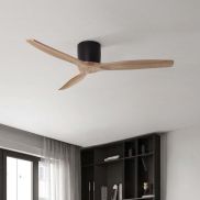 Nova Luce Ninemia - Deckenventilator mit Fernbedienung - Ø 132 cm - Sand schwarz und Naturholz