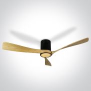 ONE Light Black Body - Deckenventilator mit Licht und Fernbedienung - Ø 132 x 27 cm - schwarz und hellbraun