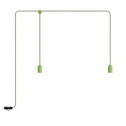 Creative Cables Eiva F-snake - tragbare Lichtgirlande - 2,25 Meter Gesamtlänge - 2 x Eiva 3-fach E27 Fassung mit Silikonkabelhalter - IP65 - soft green