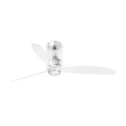 Faro Mini Tube - Deckenventilator mit Licht und Fernbedienung - Ø 128 cm - 17W LED inkl. - Chrom und transparent