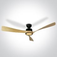 ONE Light Black Body - Deckenventilator mit Licht und Fernbedienung - Ø 132 x 35 cm - schwarz und hellbraun