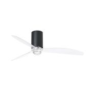 Faro Mini Tube - Deckenventilator mit Licht und Fernbedienung - Ø 128 cm - 17W LED inkl. - mattschwarz und transparent