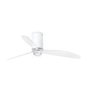 Faro Mini Tube - Deckenventilator mit Licht und Fernbedienung - Ø 128 cm - 17W LED inkl. - matt weiß und transparent