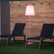 New Garden Lola slim 180 - wiederaufladbare Stehleuchte mit Solarpanel - RGB+W - Ø 44 x 177 cm - 6.5W dimmbare LED inkl. - IP65 - rose gold