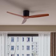 Nova Luce Ninemia - Deckenventilator mit Fernbedienung - Ø 132 cm - Sand schwarz und dunkles Holz
