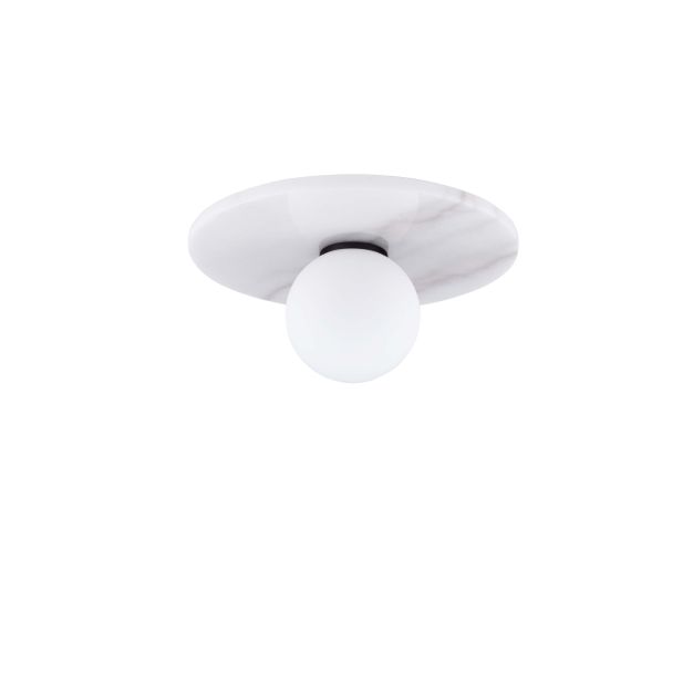 Nova Luce Idor - deckenleuchte - Ø 30 x 15,5 cm - weißer Marmor und Opalglas