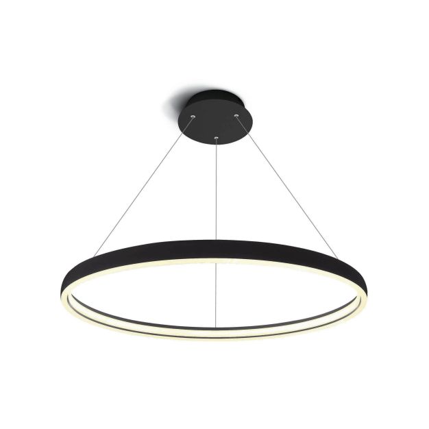 ONE Light LED Pendelleuchte Rings - Hängeleuchte - Ø 70 x 150 cm - 19W LED inkl. - schwarz