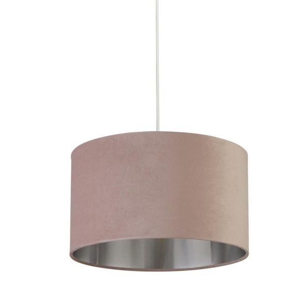 Searchlight Velvet Drum - Lampenschirm - Ø 38 x 22 cm - rosa und silber