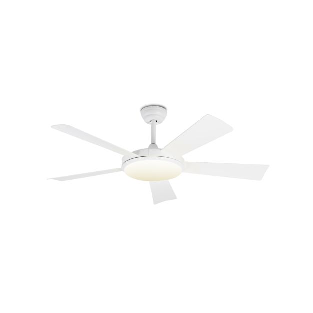 Faro Saona - Deckenventilator mit Licht und Fernbedienung und Timer - Ø 132 cm - 24W dimmbare LED inkl. - matt weiß