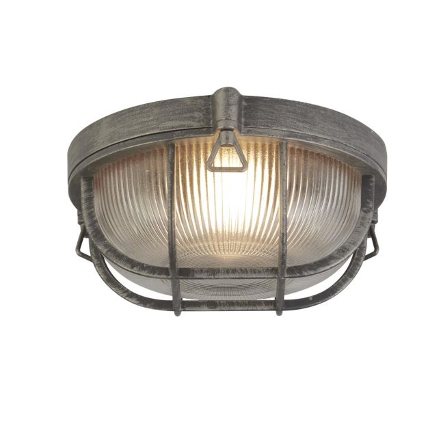 Searchlight Bulkhead - Außen-Decken-/Wandleuchte - Ø 27 cm - IP44 - schwarz-silber