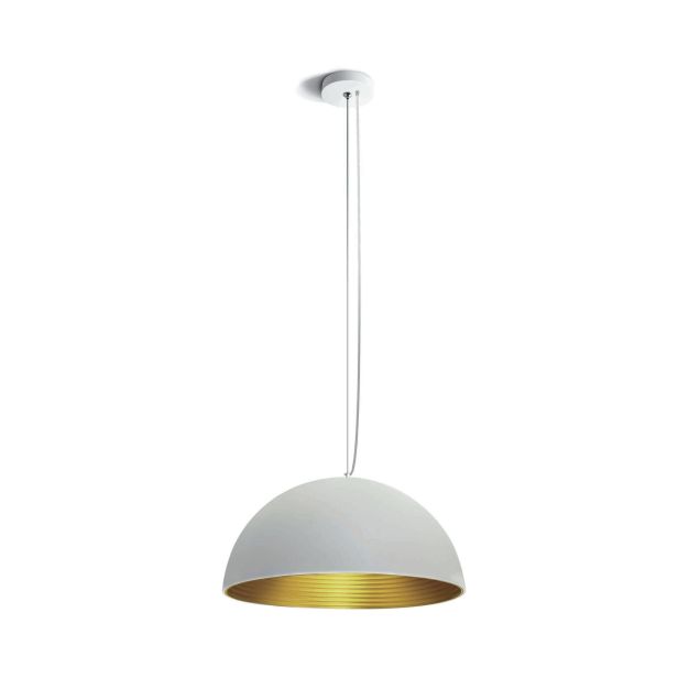 ONE Light Bowl Shade Pendelleuchte - Hängeleuchte - Ø 40 x 180 cm - Weiß und Messing
