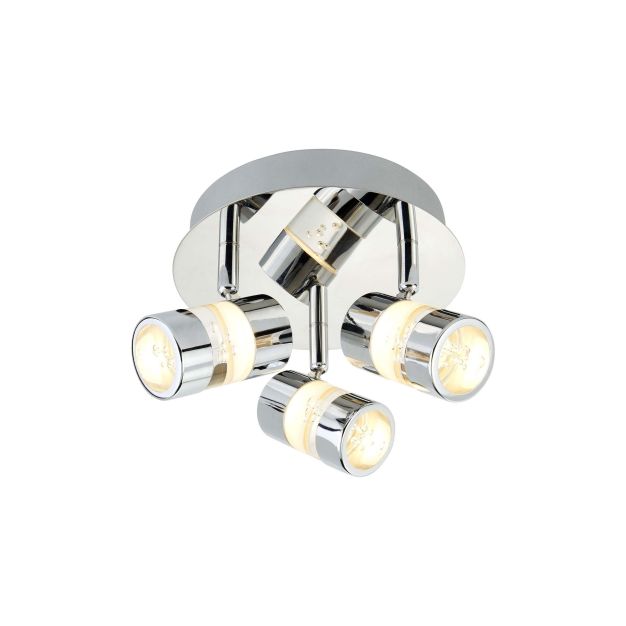 Searchlight Bubbles - Aufbaustrahler 3L - Ø 28 x 15,5 cm - 3 x 4,5W dimmbare LED inkl. - IP44 - Chrom