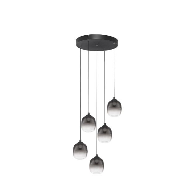 Nova Luce Kita - Hängelampe - Ø 43 x 150 cm - 28W LED inkl. - Sand Schwarz und rauchglas