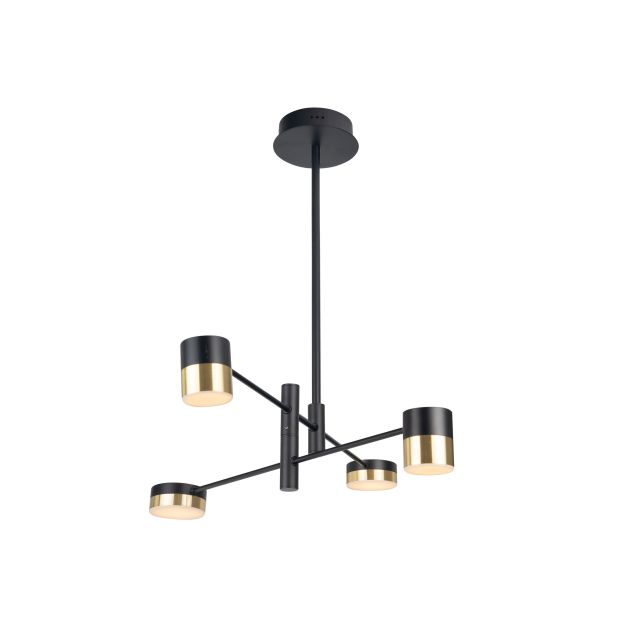 Maxlight Puma - Pendelleuchte - Ø 82 x 74 cm - 4 x 7W LED inkl - schwarz und gold