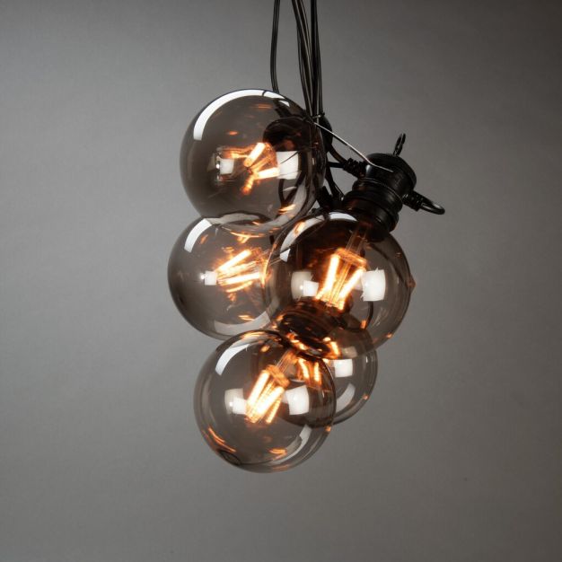 Konstsmide - dekoratives Partylichtset mit Dimmfunktion und austauschbaren LED - 4,5m Länge mit 10m Kabel - 10 LED Birnen inkl - 7W - IP44 - schwarz