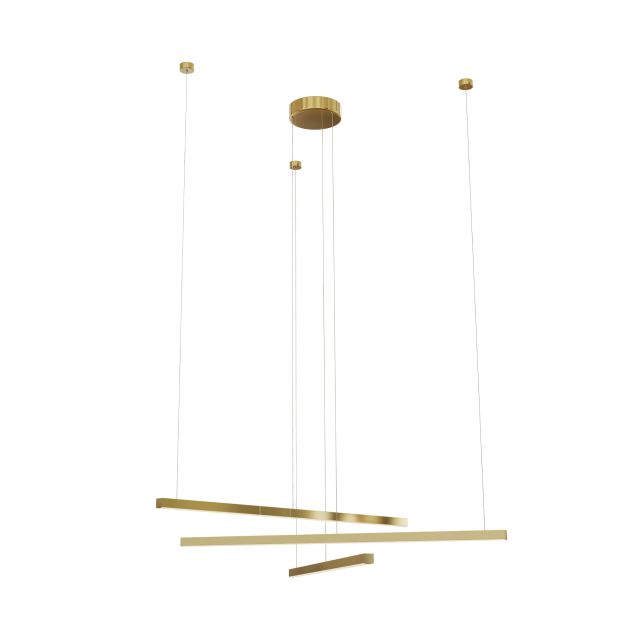 Maxlight Trio - Hängeleuchte - 100 x 3,6 x 150 cm - 3 x 12W dimmbare LED inkl. - gebürstetes Gold