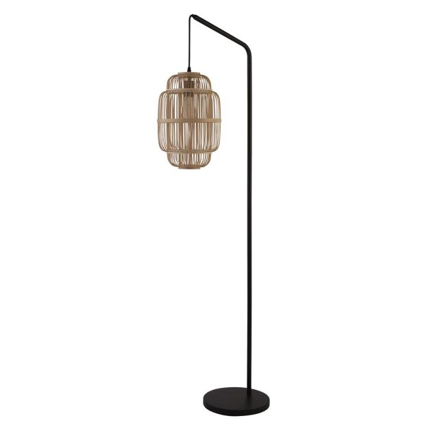 Searchlight Java - Stehlampe - 28 x 160 cm - schwarz und hellbraun