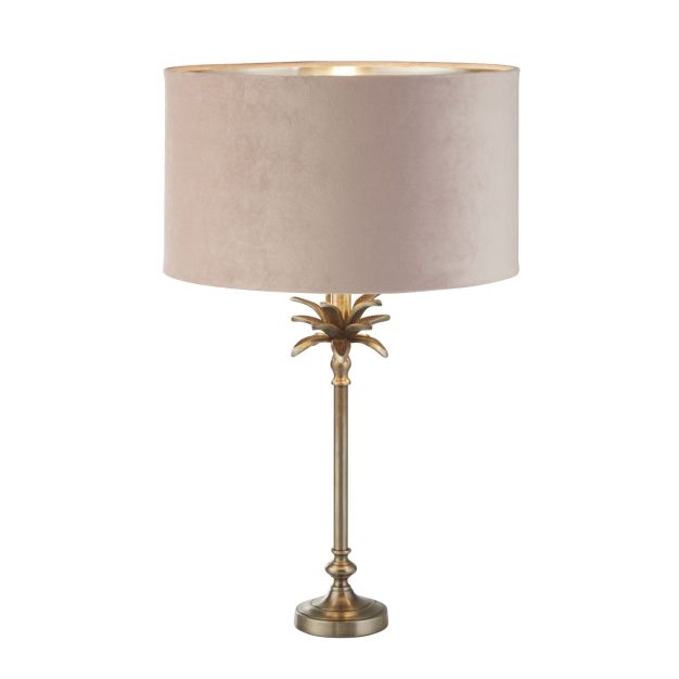 Searchlight Palm - Tischleuchte - Ø 38 x 65 cm - antik nickel und rosa