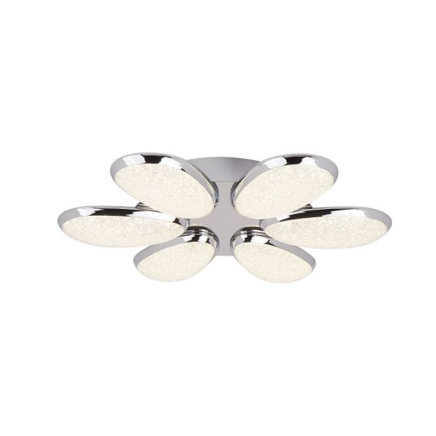 Searchlight Lori - Deckenleuchte - Ø 52 x 9 cm - 48W dimmbare LED inkl - Chrom und Weiß