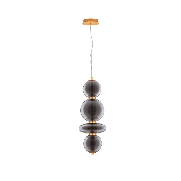 Nova Luce Navi - Hängelampe - 17 x 22 x 200 cm - 20W LED inkl. - Messing gold und rauchgrau