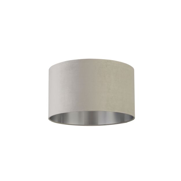 Searchlight Drum Shade - lampenschirm - Ø 45 x 26 cm - hellgrau und gebürstetes silber