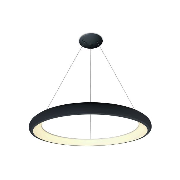 ONE Light LED Pendelleuchte Rings - Hängeleuchte - Ø 61 x 120 cm - 50W LED inkl. - schwarz