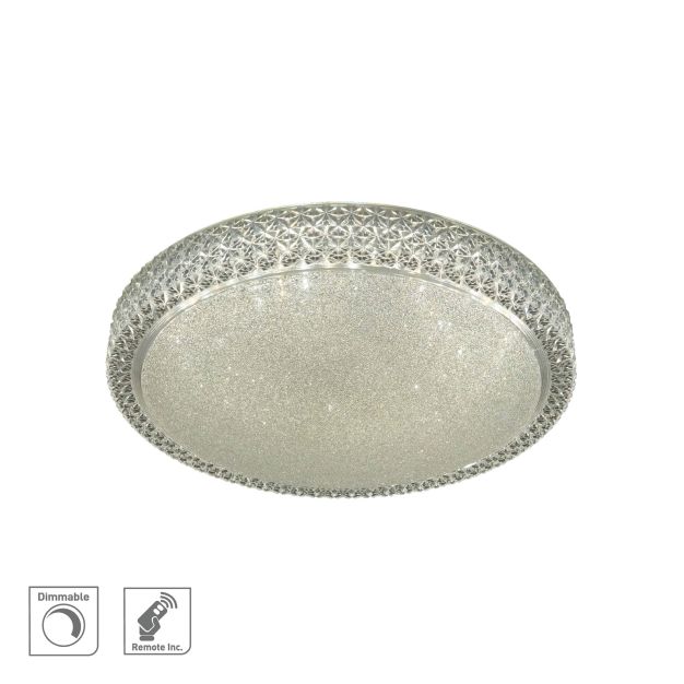Searchlight Flush - Deckenleuchte mit Fernbedienung - Ø 50 x 10 cm - 36W dimmbare LED inkl. mit einstellbarer Lichtfarbe - transparent