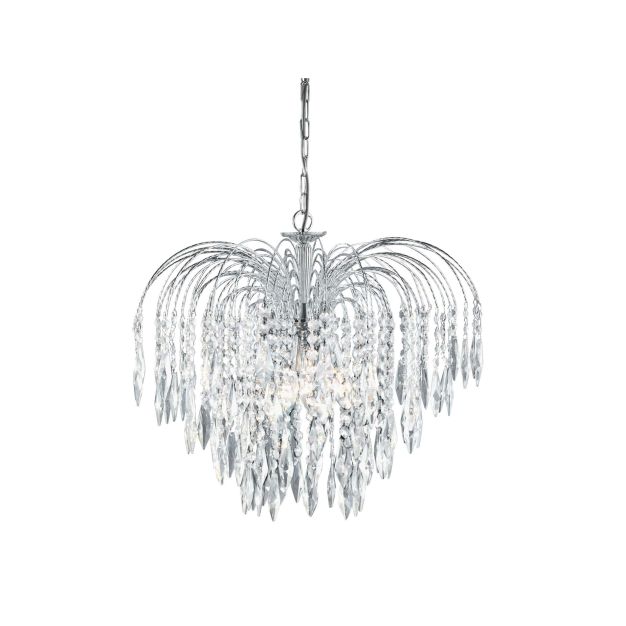 Searchlight Waterfall - Pendelleuchte - Ø 53 x 98 cm - Chrom und transparent