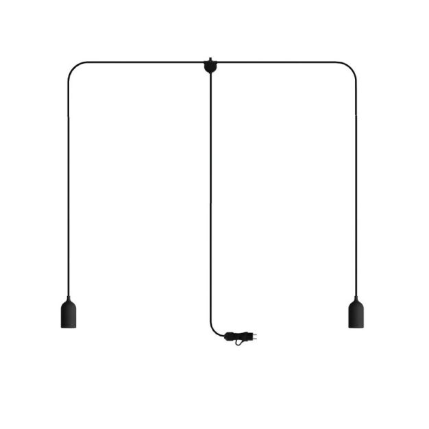 Creative Cables Eiva T-snake - tragbare Lichtgirlande - 1,8 Meter Gesamtlänge - 2 x Eiva E27 Fassung mit Silikonkabelhalter - IP65 - schwarz