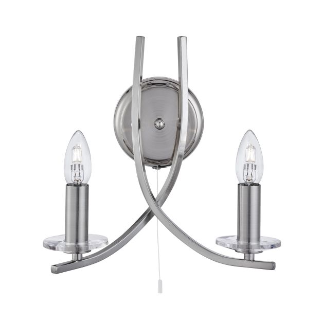 Searchlight Ascona - Wandleuchte mit Zugschalter - 28 x 30 cm - satiniert silber