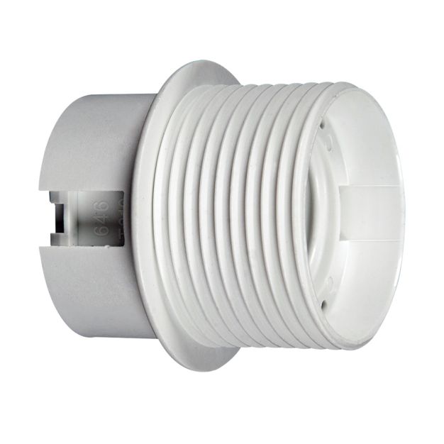 VK Lighting - Fassung E27 - Kunststoff - mit Gewinde & Flansch - Ø 4,0 x 4,5 cm - weiß
