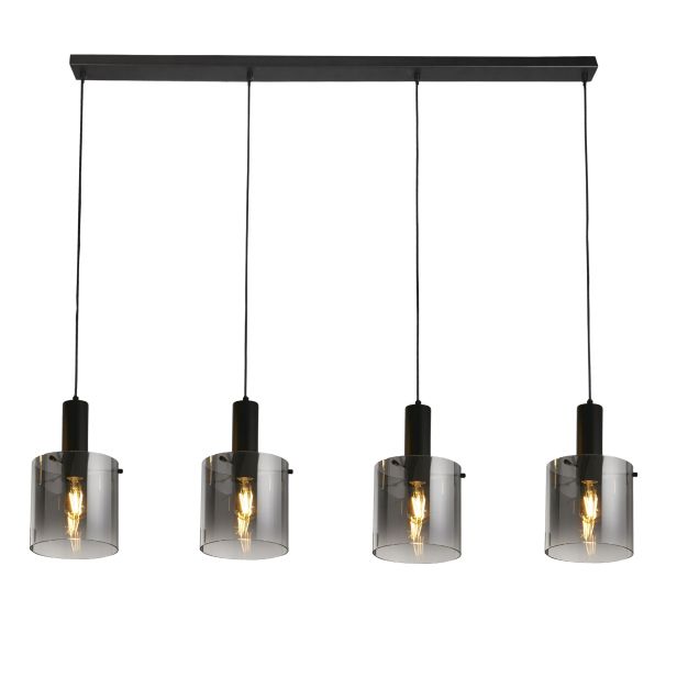 Searchlight Sweden - Pendelleuchte - 142 x 150 cm - mattschwarzes und geräuchertes Glas