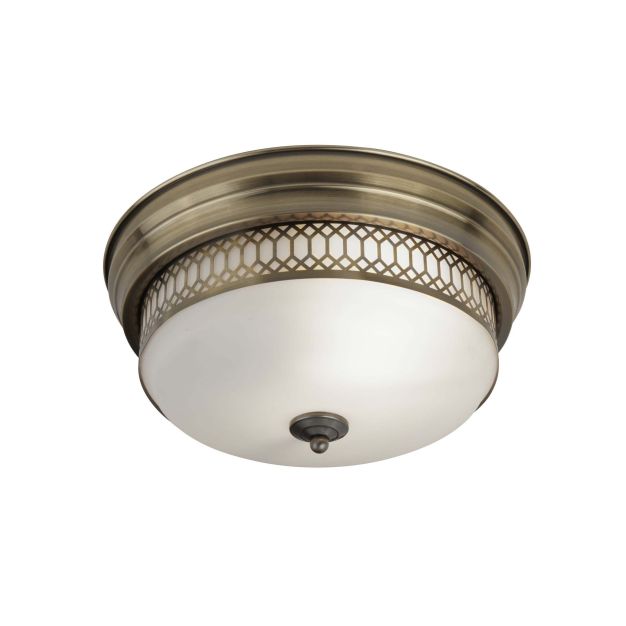 Searchlight Edinburgh - Badezimmer-Deckenleuchte - Ø 35 x 16 cm - IP44 - Messing antik