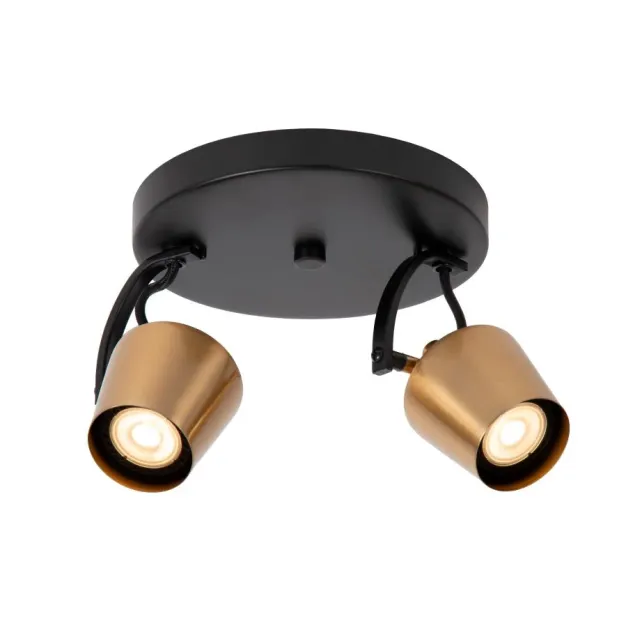 Lucide Emile - Aufbaustrahler 2L - Ø 20 x 17,5 cm - matt gold und schwarz
