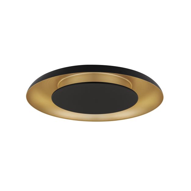 Nova Luce Epos - Deckenleuchte - Ø 60 x 6 cm - 38W dimmbar LED inkl. - Sand schwarz und gebürstetes gold