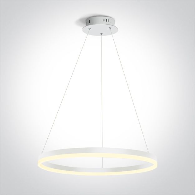 ONE Light LED Pendelleuchte Rings - Hängeleuchte - Ø 60 x 150 cm - 40W LED inkl. - weiß