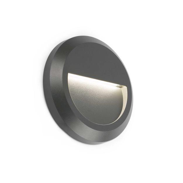 Faro Grant - Wandleuchte - Ø 15 x 2,5 cm - 1W LED inkl. - IP65 - dunkelgrau