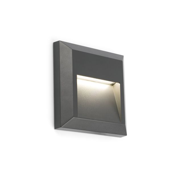 Faro Grant - Wandleuchte - 12,5 x 2,5 x 12,5 cm - 1W LED inkl. - IP65 - dunkelgrau