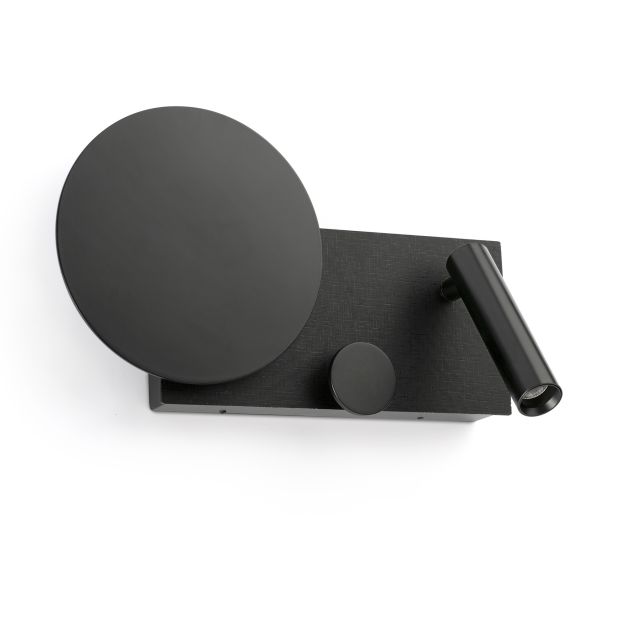 Faro Klee Right - Wandleuchte mit Leselicht - 27 x 3 x 16 cm - 10W+3W dimmbare LED inkl. - strukturiertes Schwarz