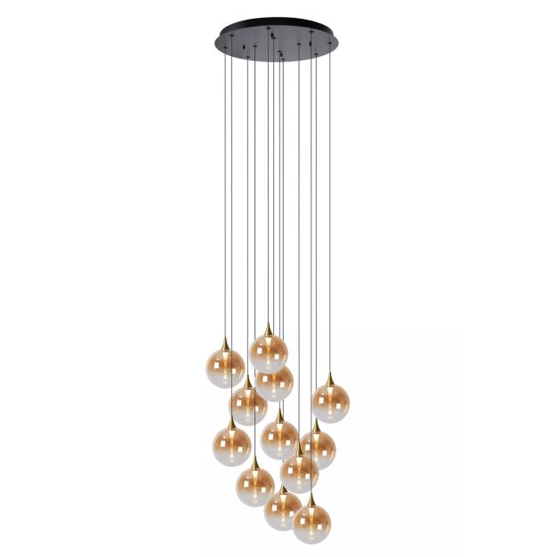 Lucide Gisela - Pendelleuchte - Ø 61 x 326 cm - 12 x 3,6W dimmbare LED inkl. - bernsteinfarben