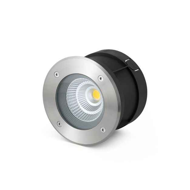 Faro Suria-12 - runder Bodenspot für den Außenbereich - Ø 180 mm, Ø 165 mm Einbaumaß - 12W LED inkl. - IP67 - Edelstahl mattiert - 24 Grad